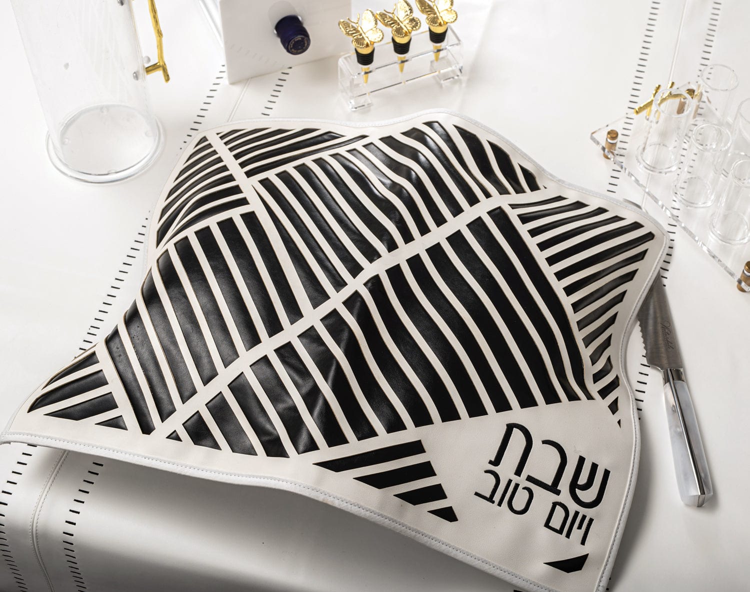 Diagonal Laser Cut Challah Cover - Waterdale Collection