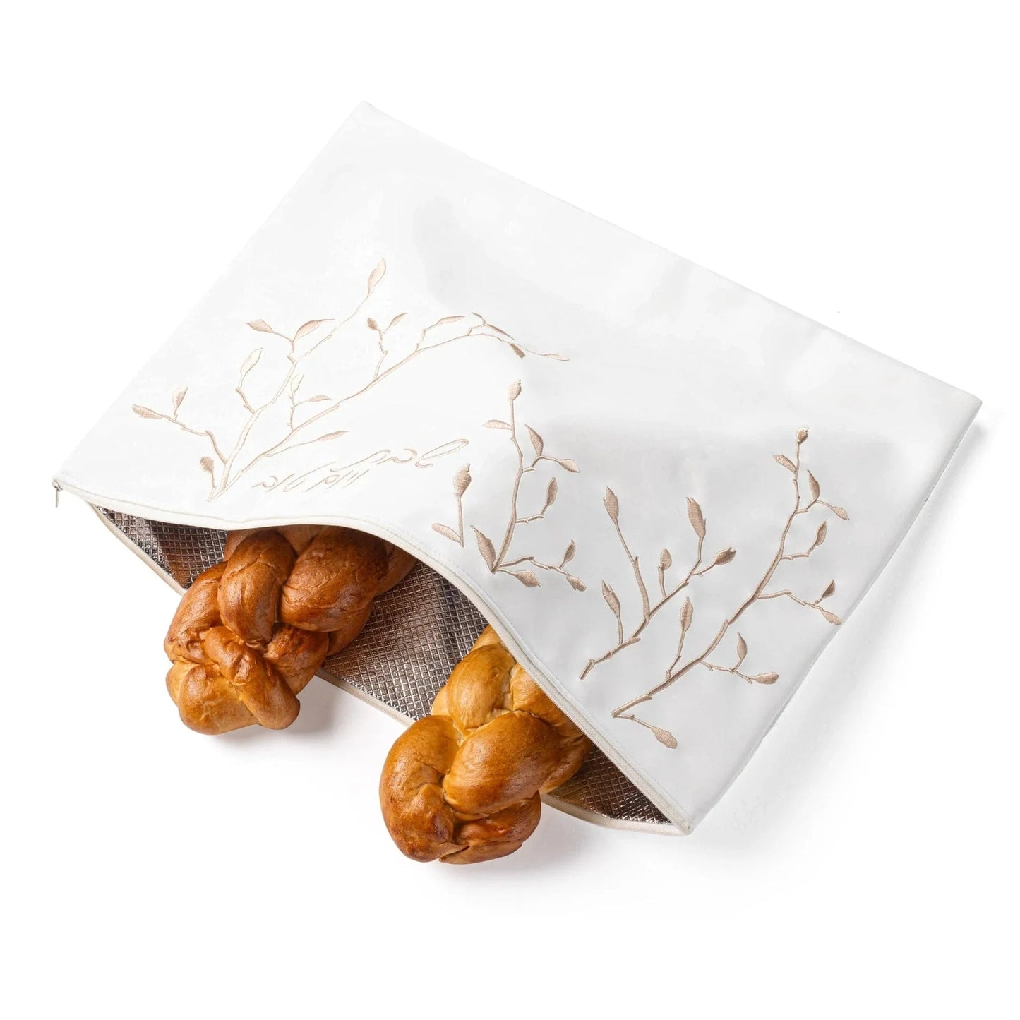 Embroidered Leaf Challah Board & Pouch Set