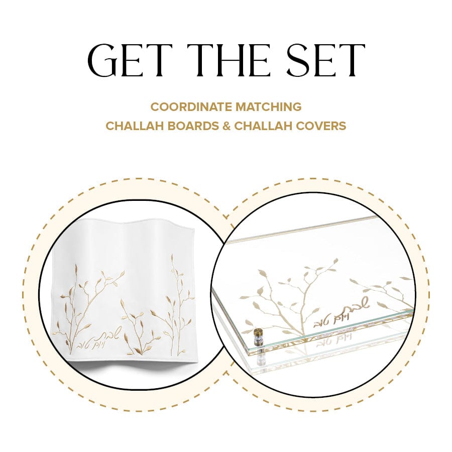 Embroidered Leaf Challah Board & Cover Set