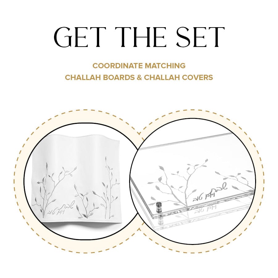 Embroidered Leaf Challah Board & Cover Set