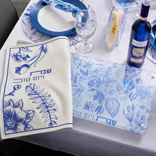 French Toile Challah Board & Cover Set