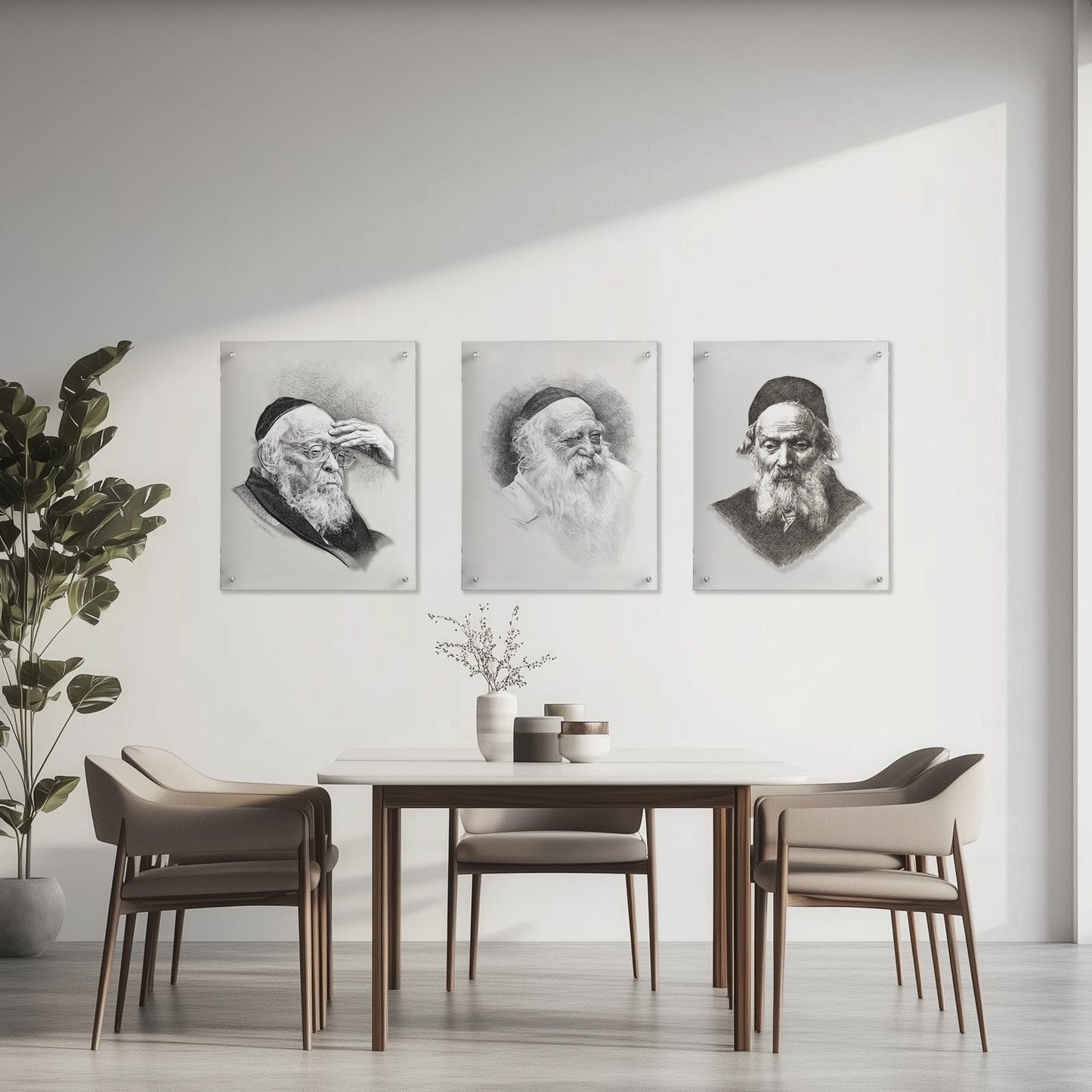 Rav Aharon Kotler Gadol Sketch above a dining table.