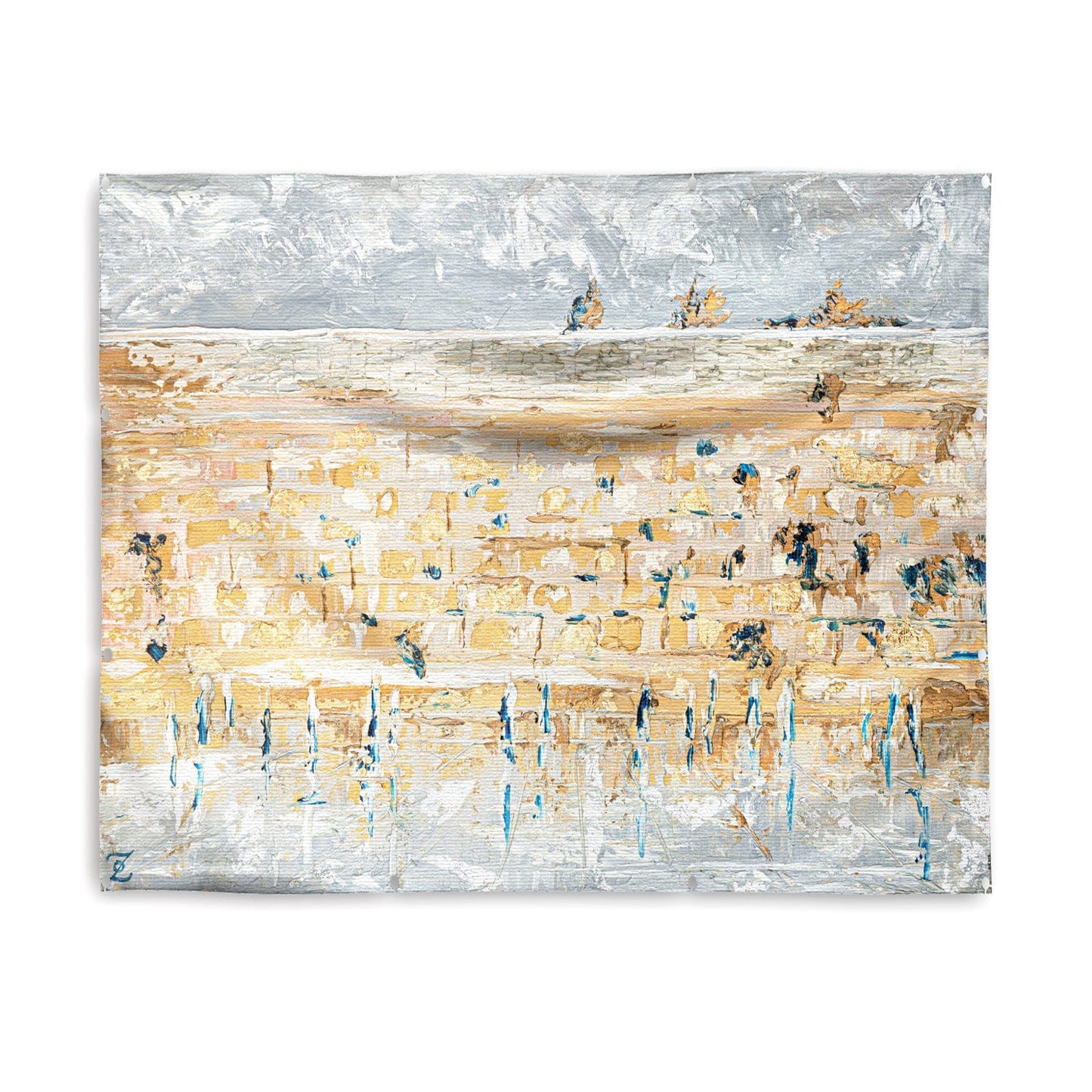 Kosel of Gray & Gold Vinyl Sukkah Decoration - Waterdale Collection