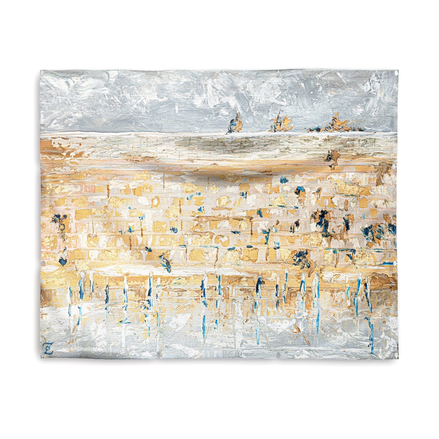 Kosel of Gray & Gold Vinyl Sukkah Decoration - Waterdale Collection