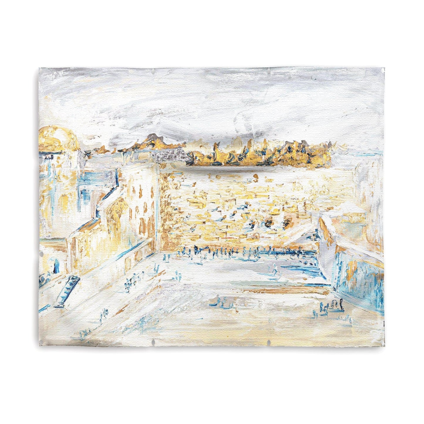 Kosel Plaza of Gray & Gold Vinyl Sukkah Decoration - Waterdale Collection