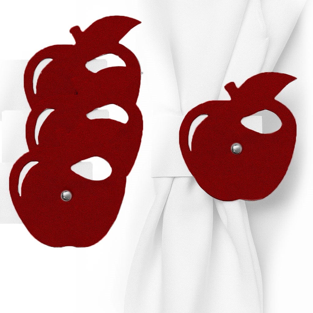 Deep Red Leather Simanim Napkin Wraps