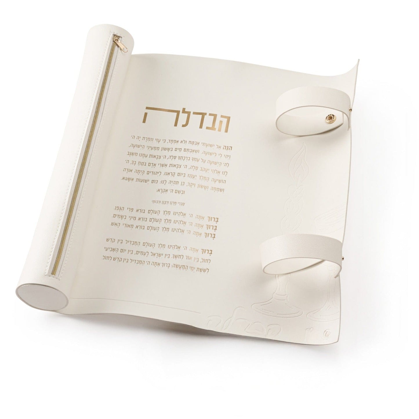 White leather havdalah mat only - Waterdale Collection - White background.