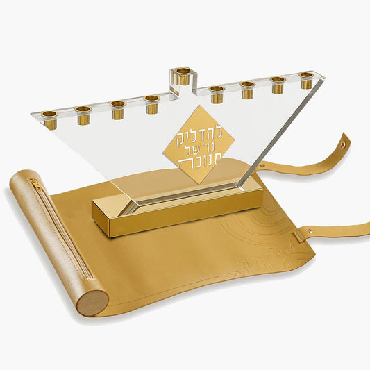 Waterdale Collection - Menorah Mat - leather - Diamond Menorah