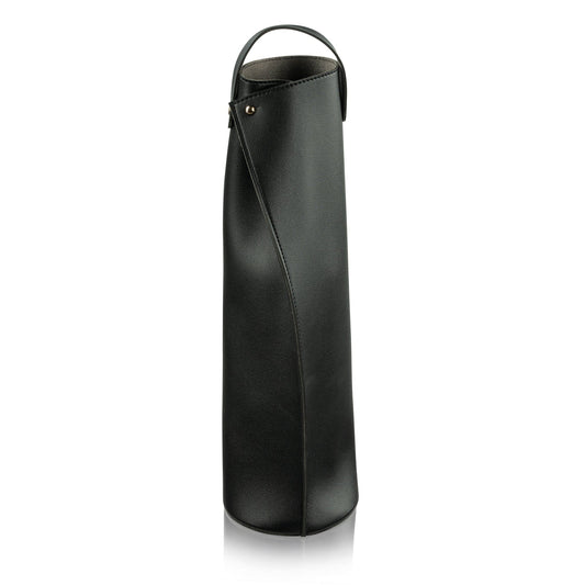 Black Leather Wine Bag