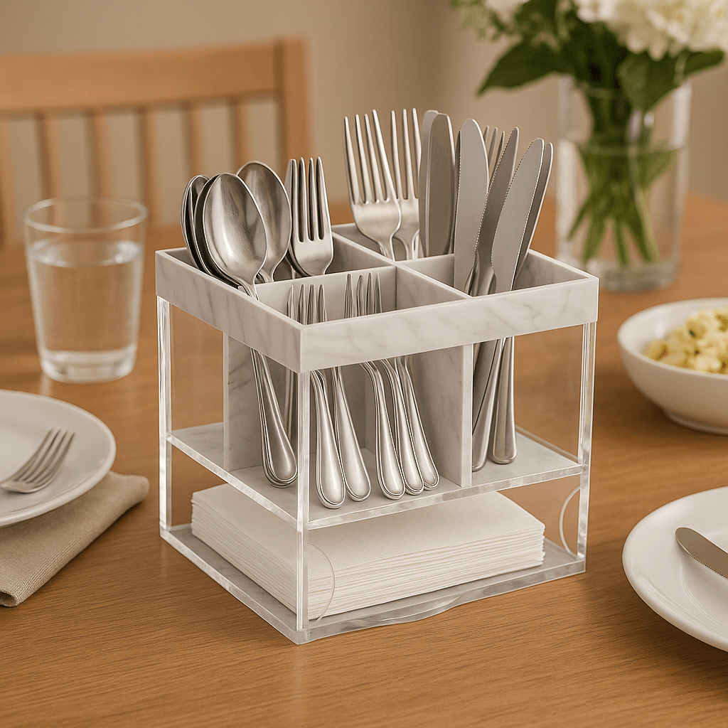 Marble Swivel Silverware Caddy