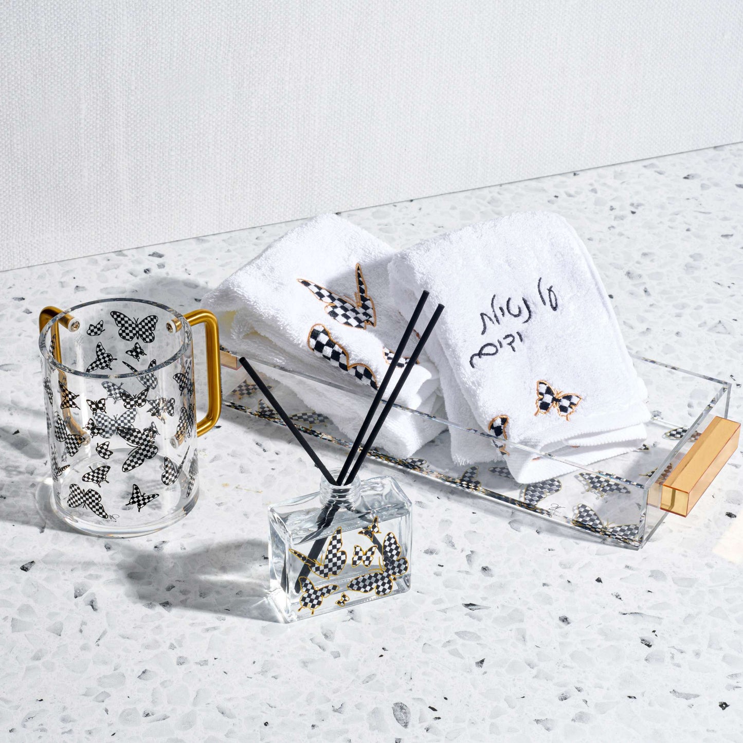 Netilas Yadayim Onyx Butterfly Hand Towel