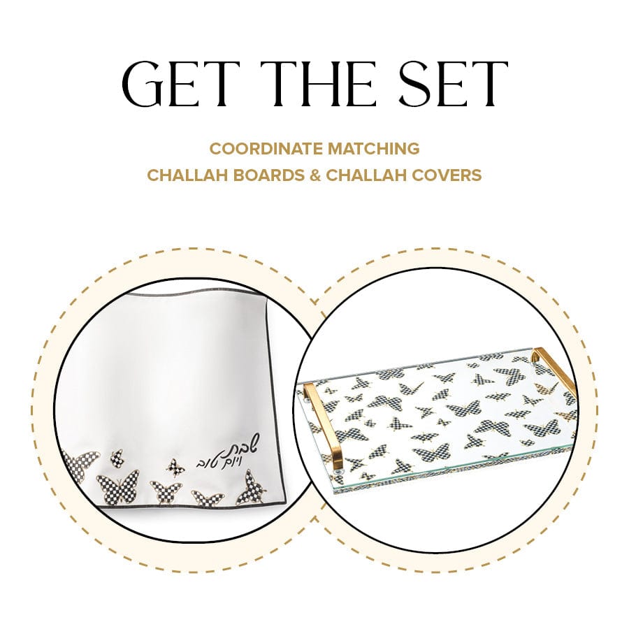 Onyx Butterfly Challah Board & Cover Set