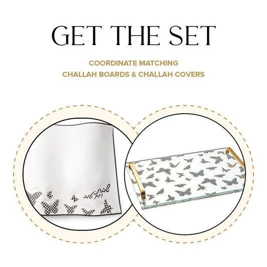 Onyx Butterfly Challah Board & Cover Set
