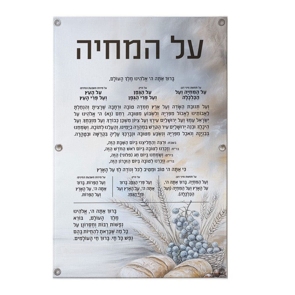 painted by Batya silver Al Hamichya, vinyl sukkah decoration