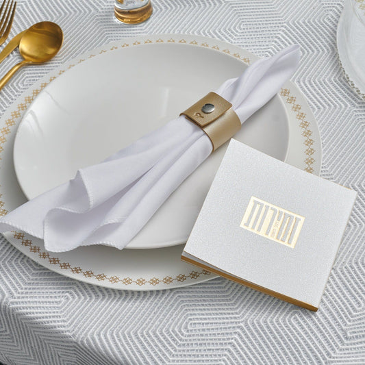 Square Softcover Leather & Lucite Zemiros Bencher Set placed on a table.