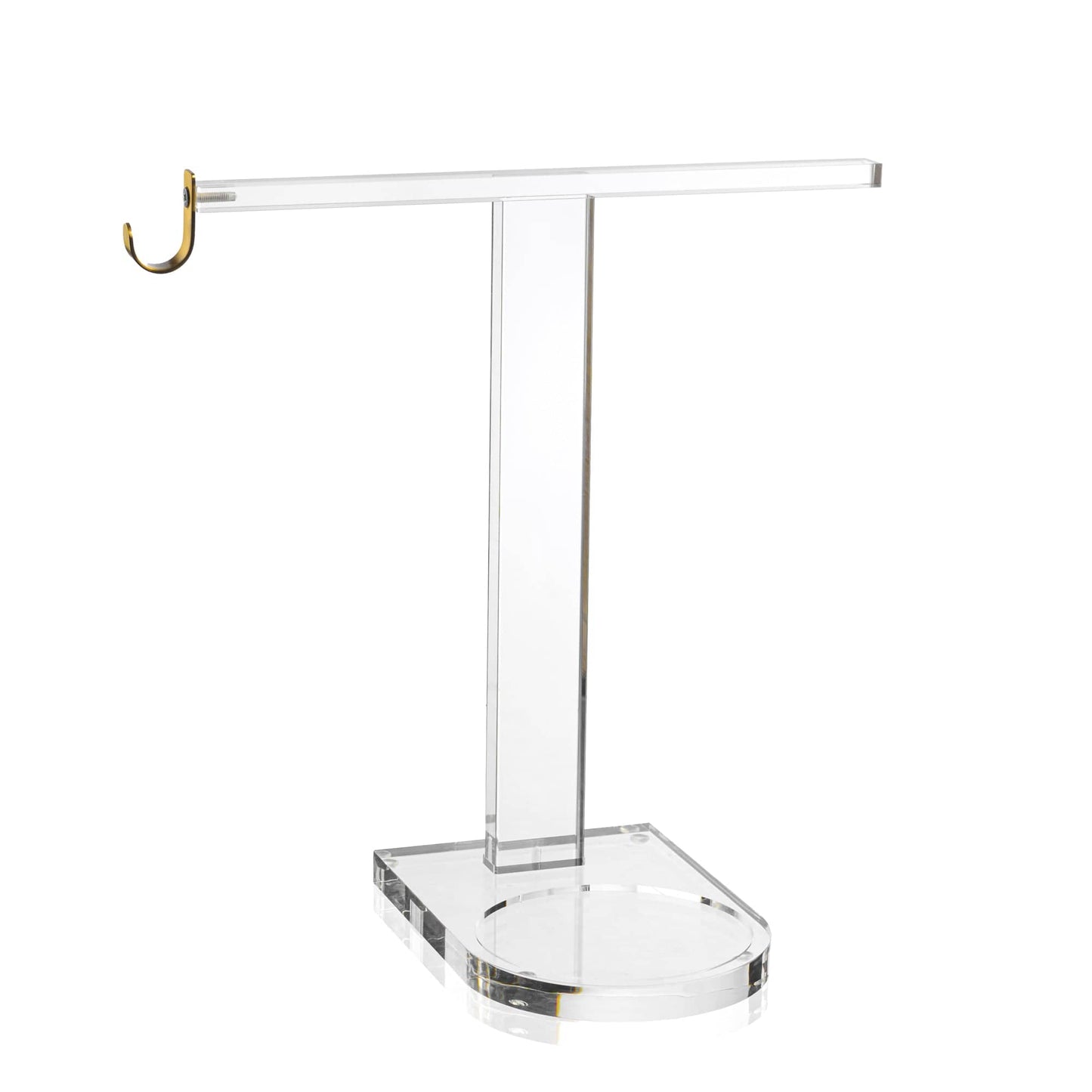 Waterdale collection - Clear acrylic towel, ring cup  stand with gold hook on a white background