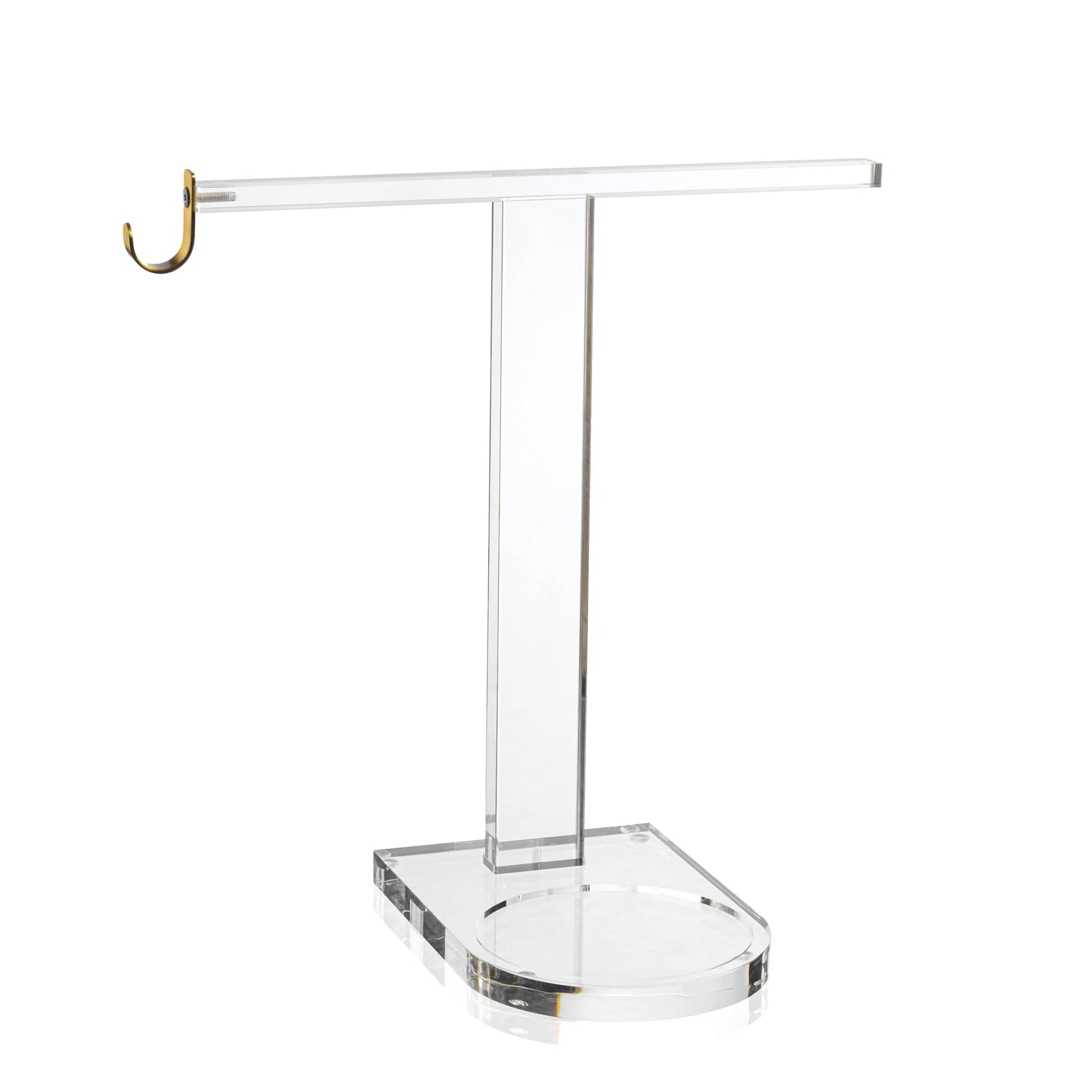 Waterdale collection - Clear acrylic towel, ring cup  stand with gold hook on a white background