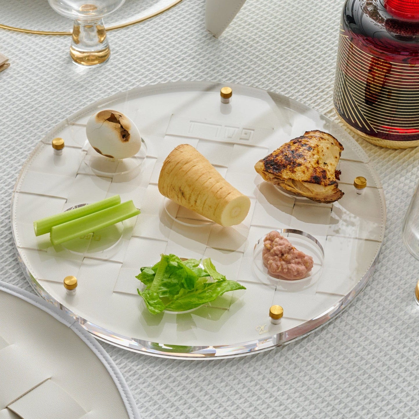 Woven Leather Pesach 2025 Tablescape