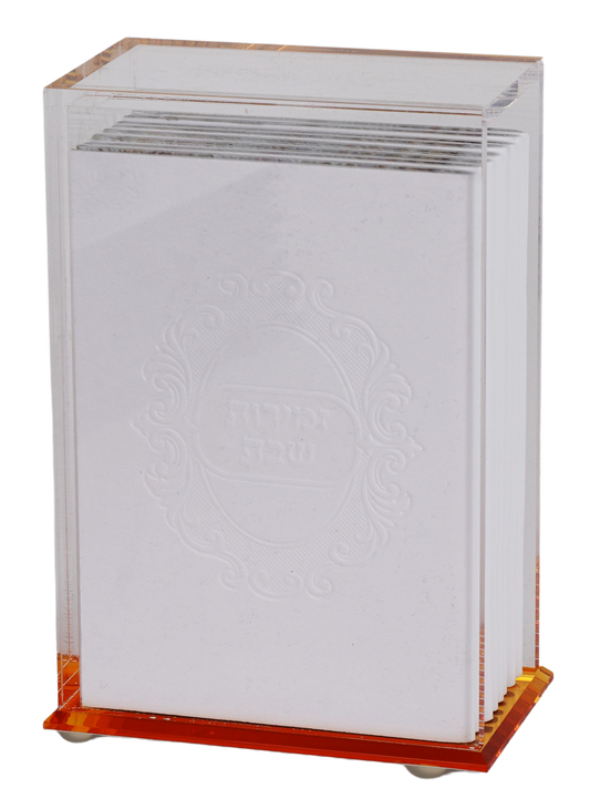 Acrylic Zemiros Holder with 6 White Leather Zemiros