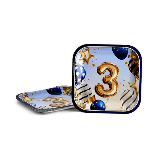 10 Blue Upsherin Plates - 9"