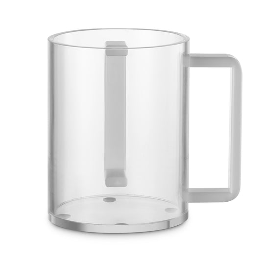 Acrylic Washing Cup  Clear  White Handles 5"