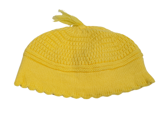 Yerushalmi Kippah Yellow Cream -Medium