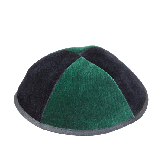 4 Part Gray & Green Yarmulka With Rim Size 3