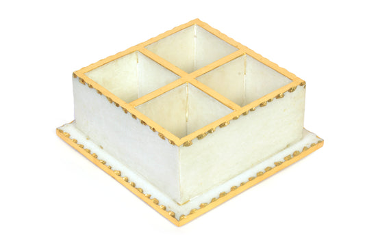 White Marble Cutlery stand with gold foiling