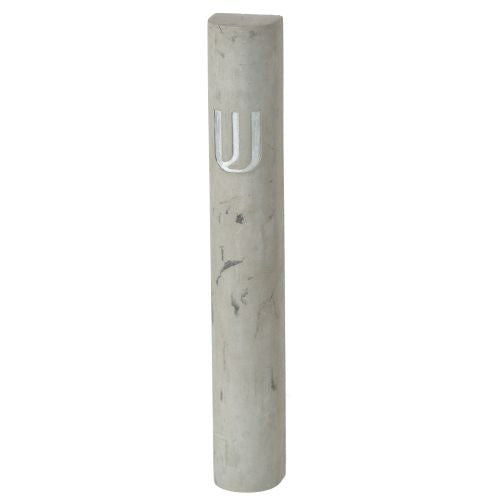Light Gray Polyresin "Cement" Mezuzah 12 Cm
